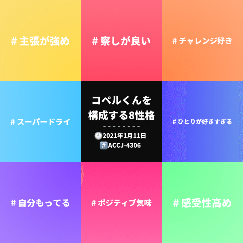 コぺルくんを構成する８性格