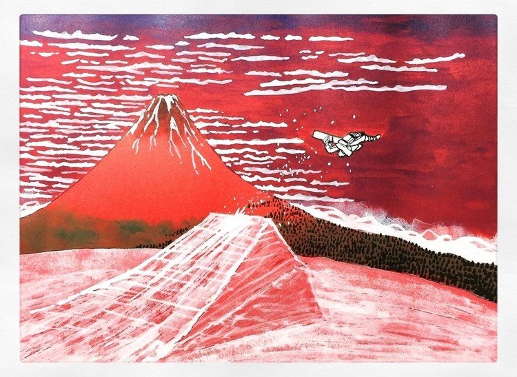 #snowboarding #illustration #art #drawing #comic #cartoon #manga #hokusai #illustagram #snowboard #mtfuji #イラスト #マンガ #スノーボード #漫画 #葛飾北斎