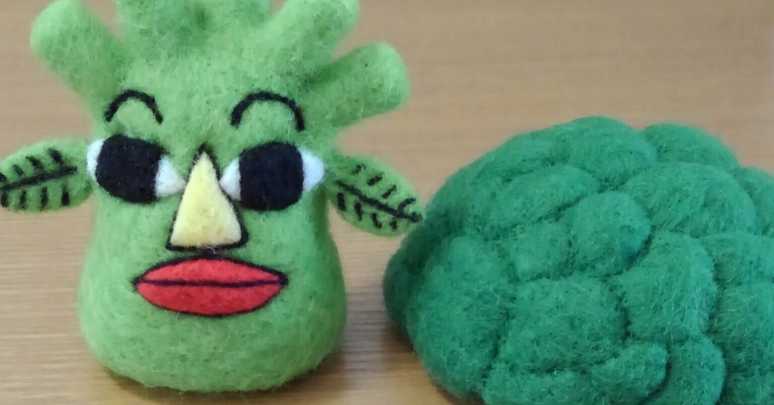 3次元への憧れ（羊毛フェルト人形）｜産直野菜ラベルのビレバンPOP化計画