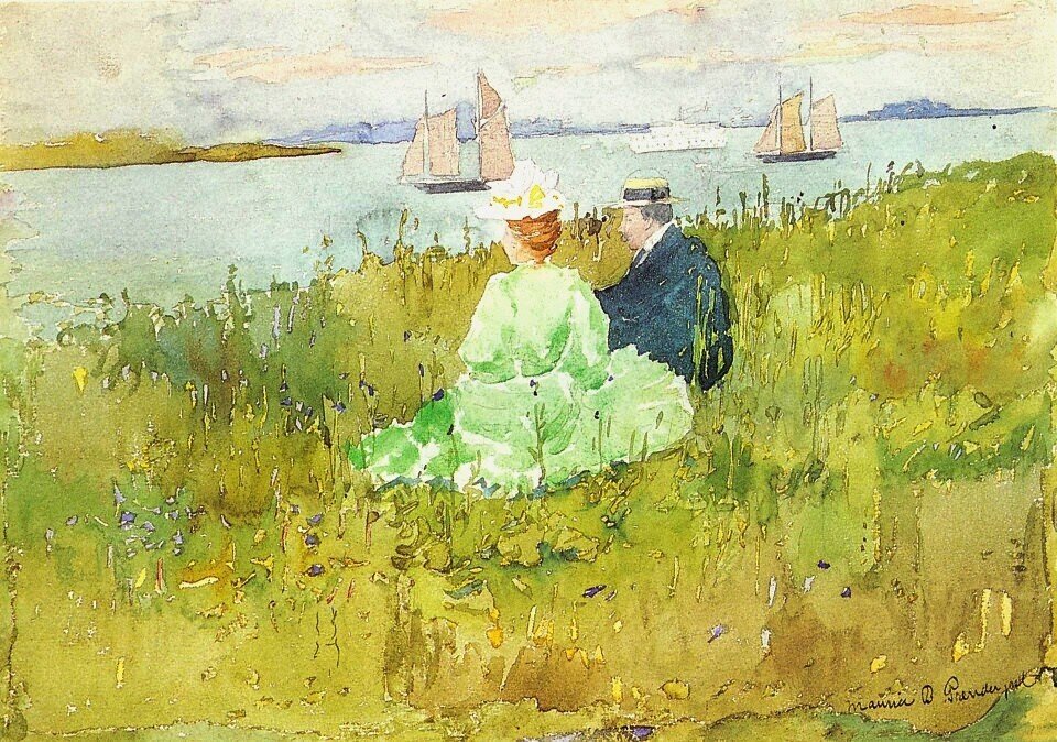 モーリス・B・プレンダーガスト、「海辺のピクニック」、希少画集画 20th初頭のアメリカ・アート先駆者：モーリス・プレンダーガスト
