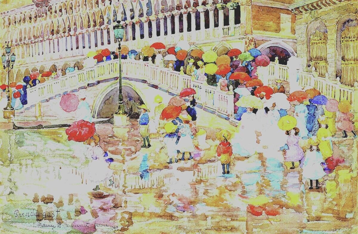モーリス・B・プレンダーガスト、「海辺のピクニック」、希少画集画 20th初頭のアメリカ・アート先駆者：モーリス・プレンダーガスト