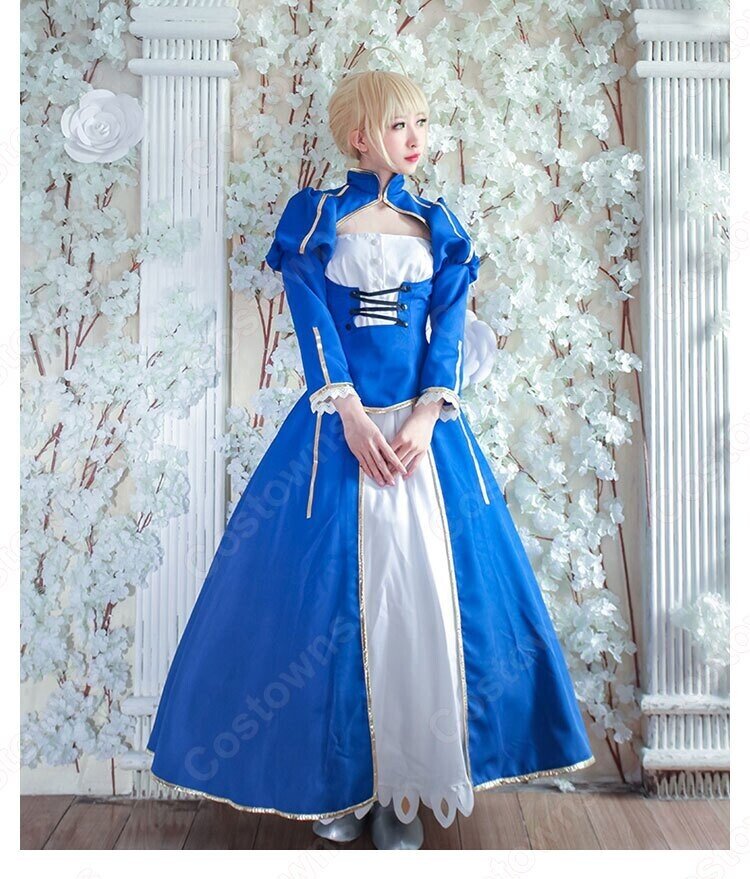 送料無料 アルトリア ペンドラゴン コスプレ衣装 Fate Stay Night セイバー 青 開戦服 仮装コスチューム Costowns Shops Note