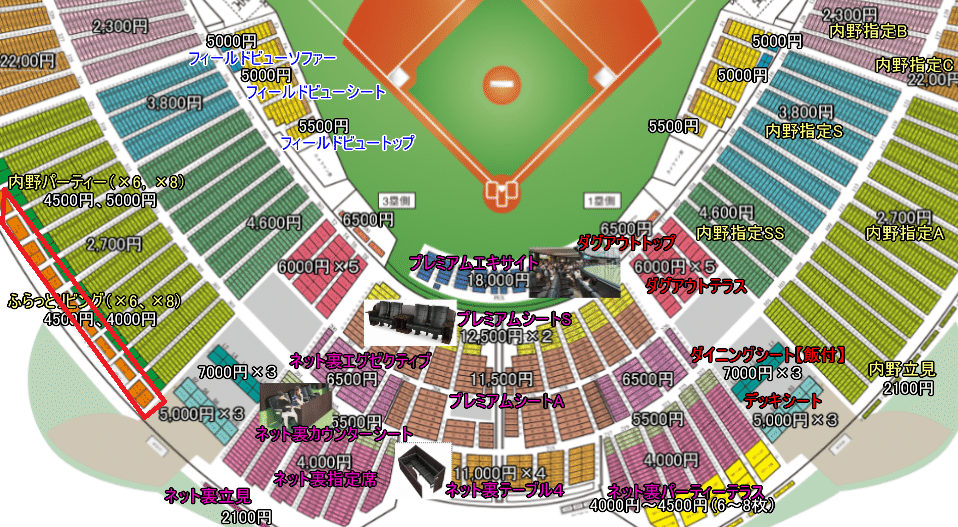 西武ドームに行こう、というか料金メモ2021｜吉井－正光