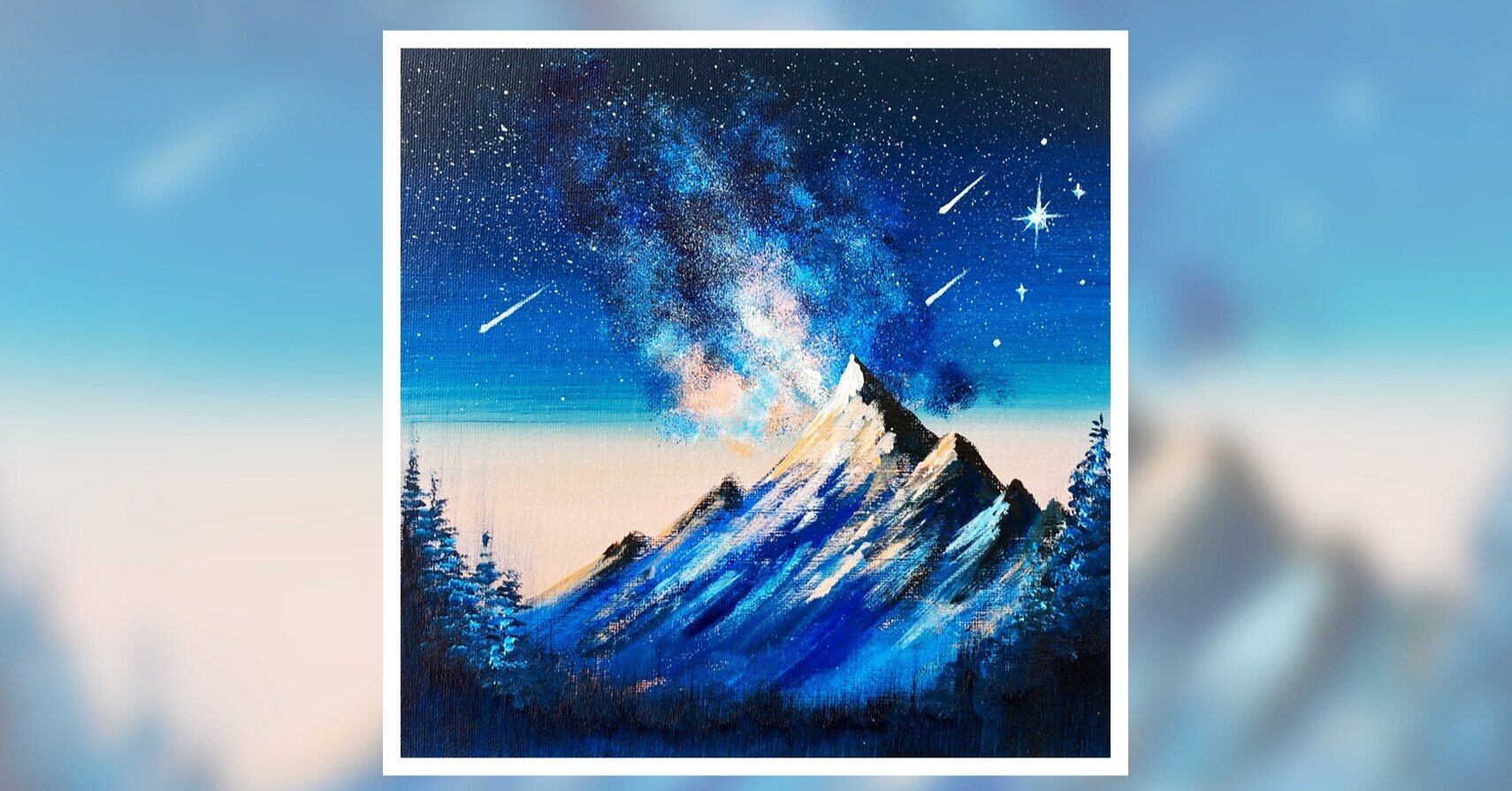 アクリル絵の具で「銀河と山」を描く｜junya_art