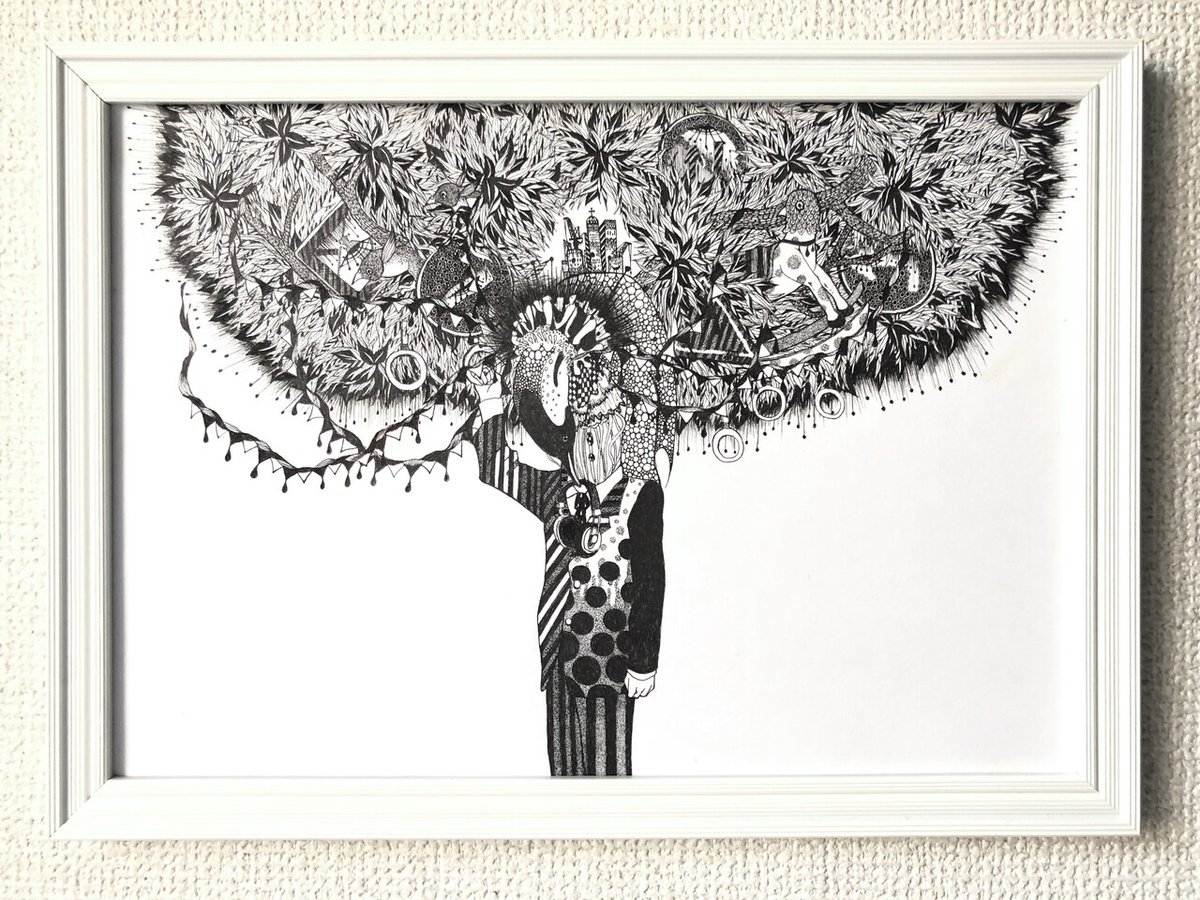 34 note展 ペン画作品解説#2「列車の夢をみる」｜34