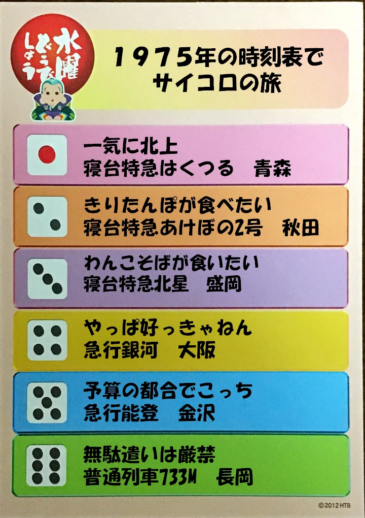 1975年の時刻表でサイコロの旅｜歌姫村の粋酔さん