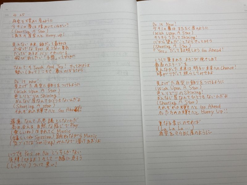 歌詞写経18日目 夜空を煌めく星のように うさぎなべ Note 歌詞写経18日目 夜空を煌めく星のように うさぎなべ Note