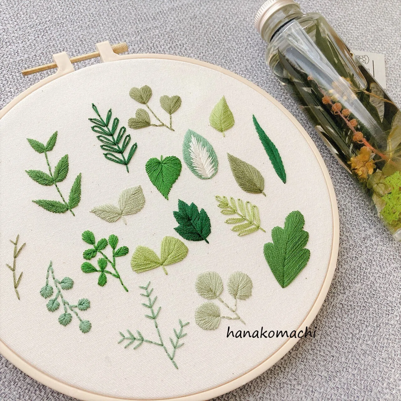 刺繍図案付き 葉っぱつめあわせ制作過程 はなこまち 刺繍作家 Note
