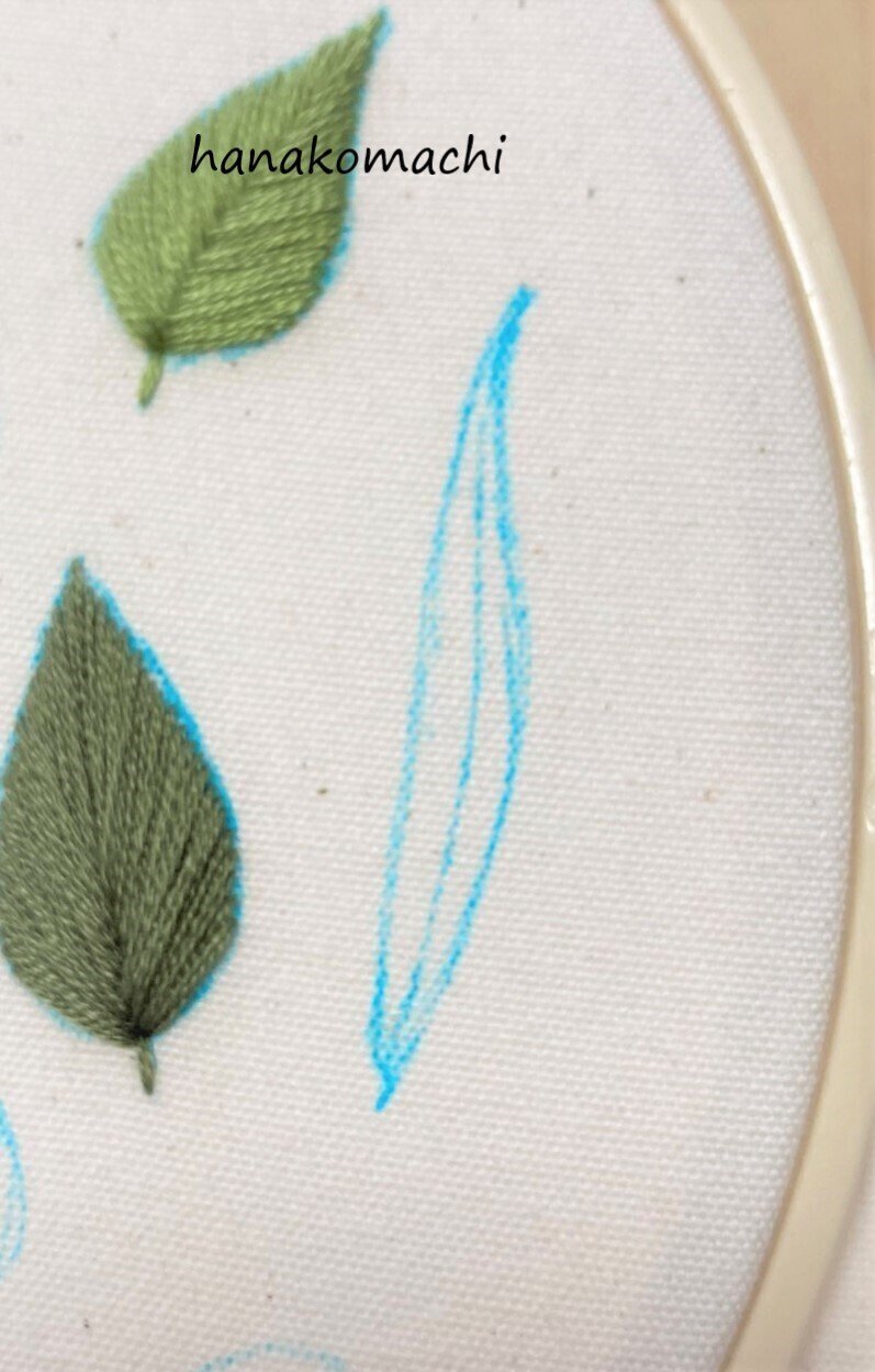 刺繍図案付き 葉っぱつめあわせ制作過程 はなこまち Note