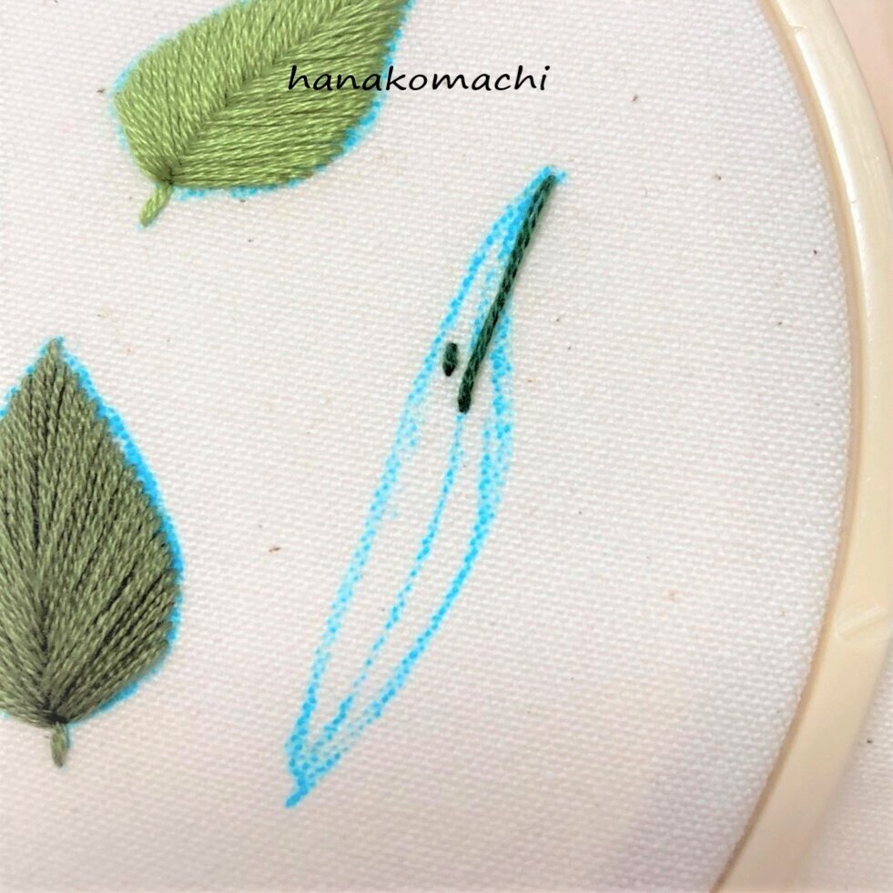 刺繍図案付き 葉っぱつめあわせ制作過程 はなこまち 刺繍作家 Note