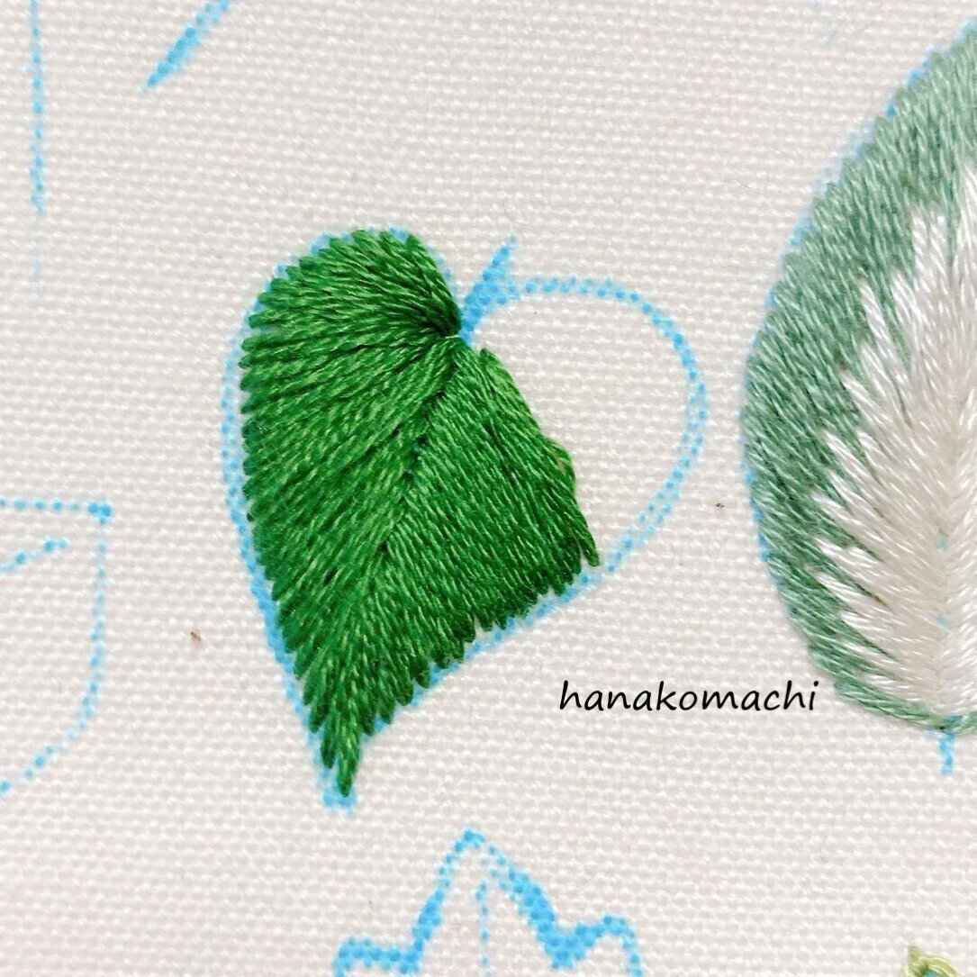 刺繍図案付き 葉っぱつめあわせ制作過程 はなこまち 刺繍作家 Note