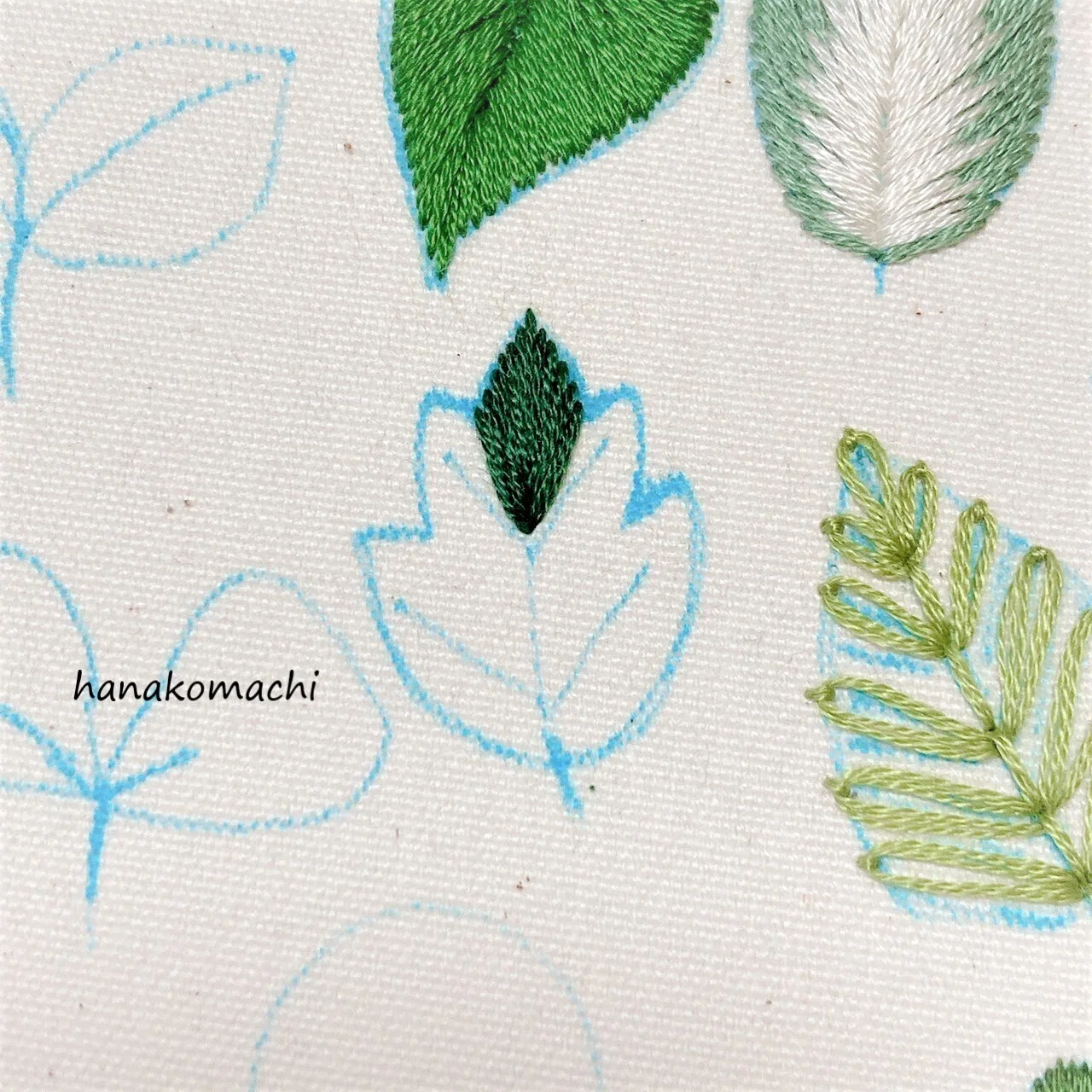 刺繍図案付き】葉っぱつめあわせ制作過程②｜はなこまち/刺繍作家