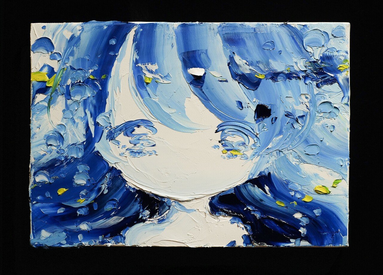 f50 絵画 青 シロイルカ