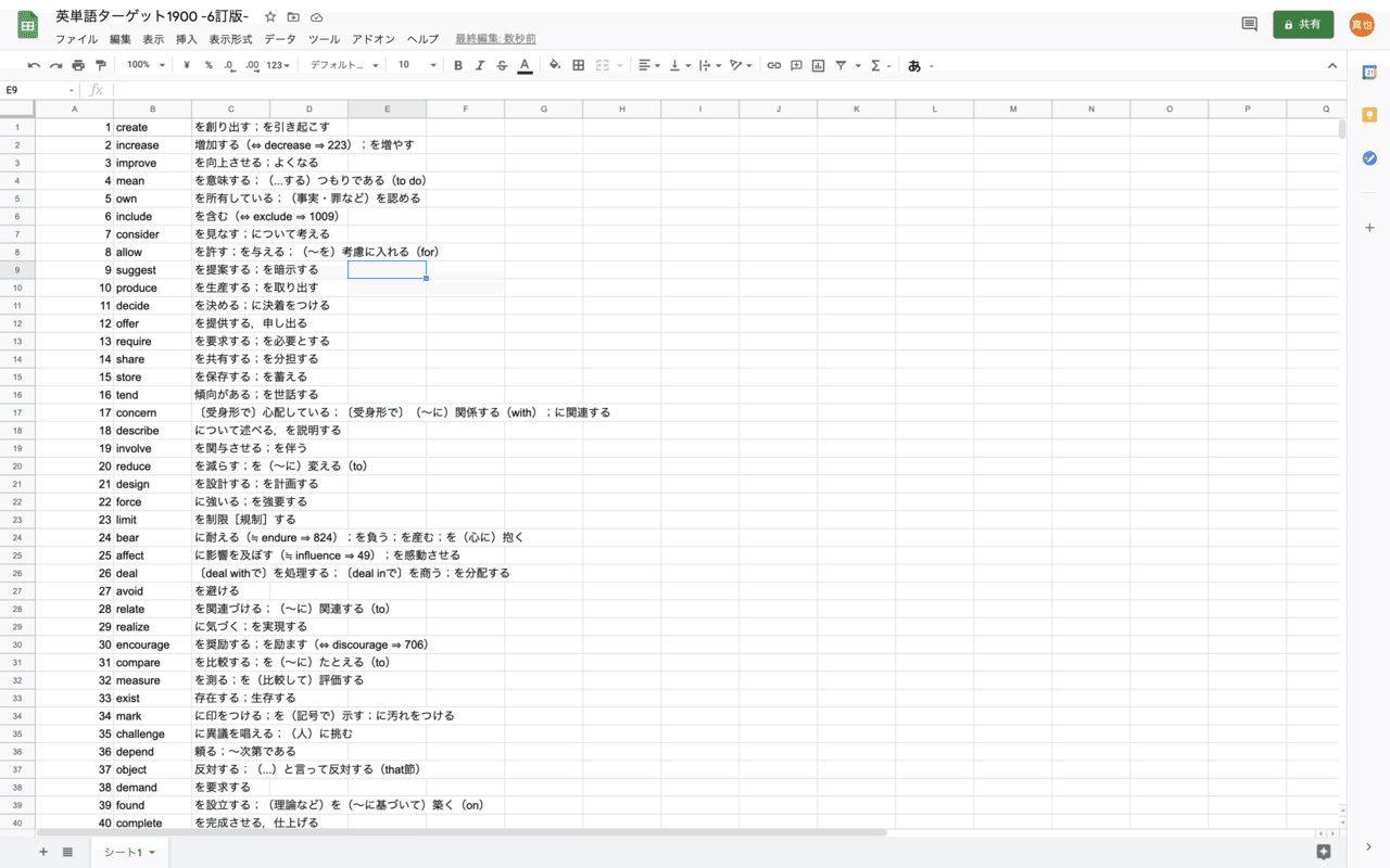 英単語ターゲット1900 6訂版 単語一覧 エクセルデータ 山崎真也 Note 英単語ターゲット1900 6訂版 単語一覧 エクセルデータ 山崎真也 Note