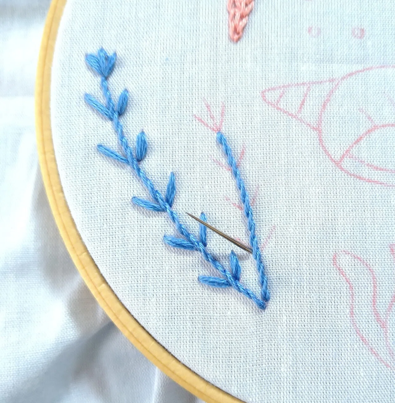 海の仲間たちの刺繍枠キットを作ろう* ステップ4 〜水草の刺繍1