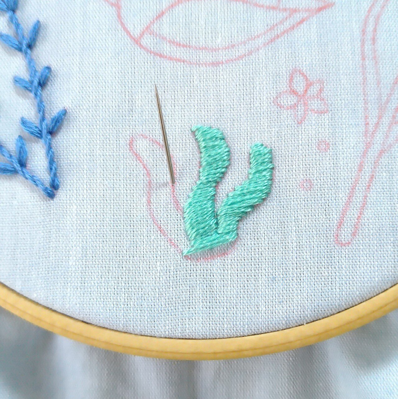 海の仲間たちの刺繍枠キットを作ろう* ステップ5 〜わかめの刺繍 ...