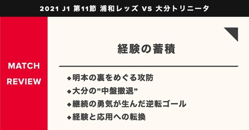 【レビュー】経験の蓄積 - 2021 J1 第11節 浦和レッズ vs 大分トリニータ