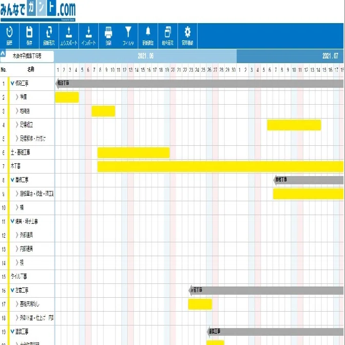 木造住宅の標準工程表をガントチャートに反映してみた Sumtec Note