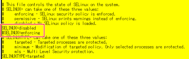 1SELinuxの無効化