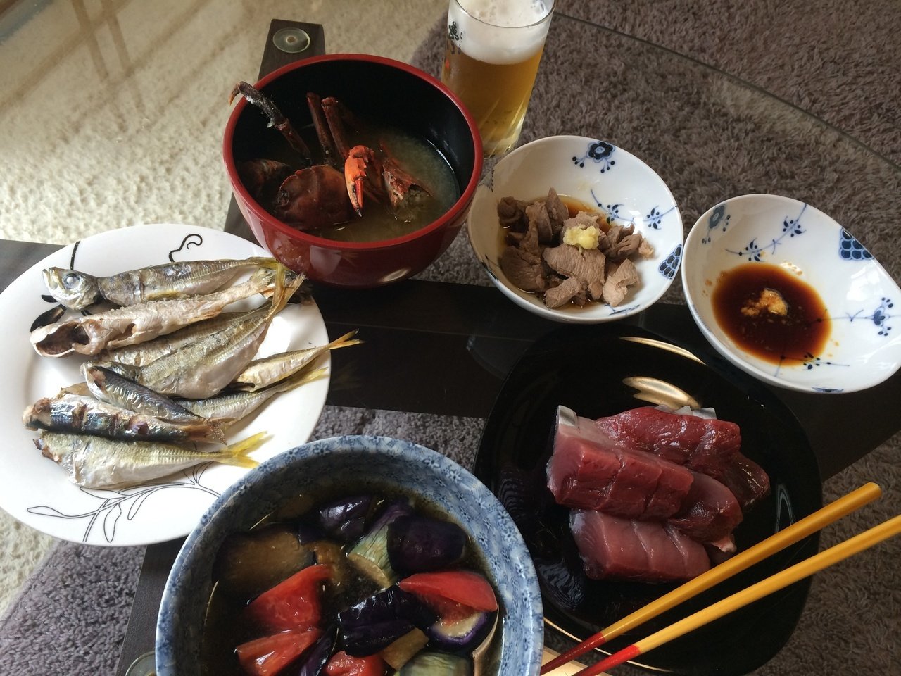 さぁ 天に感謝 カニ汁 あじ サバ イシモチ カマス の 小さな塩焼き 夏野菜のおひたし 猪の湯引き コマ油と醤油生姜 てっぱんの カツオ刺し身 です たむちん Note さぁ 天に感謝 カニ汁 あじ サバ イシモチ カマス の 小さな塩焼き 夏野菜のおひたし 猪の湯引き コマ油と醤油生姜 てっぱんの カツオ刺し身 です たむちん Note