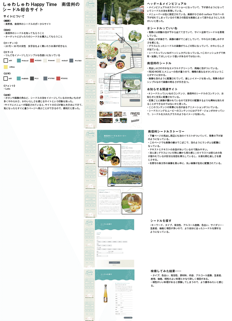 じっくりサイトレビュー6回目 しゅわしゅわhappy Time 南信州のシードル総合サイト 小春 デザインと哲学と旅 Note