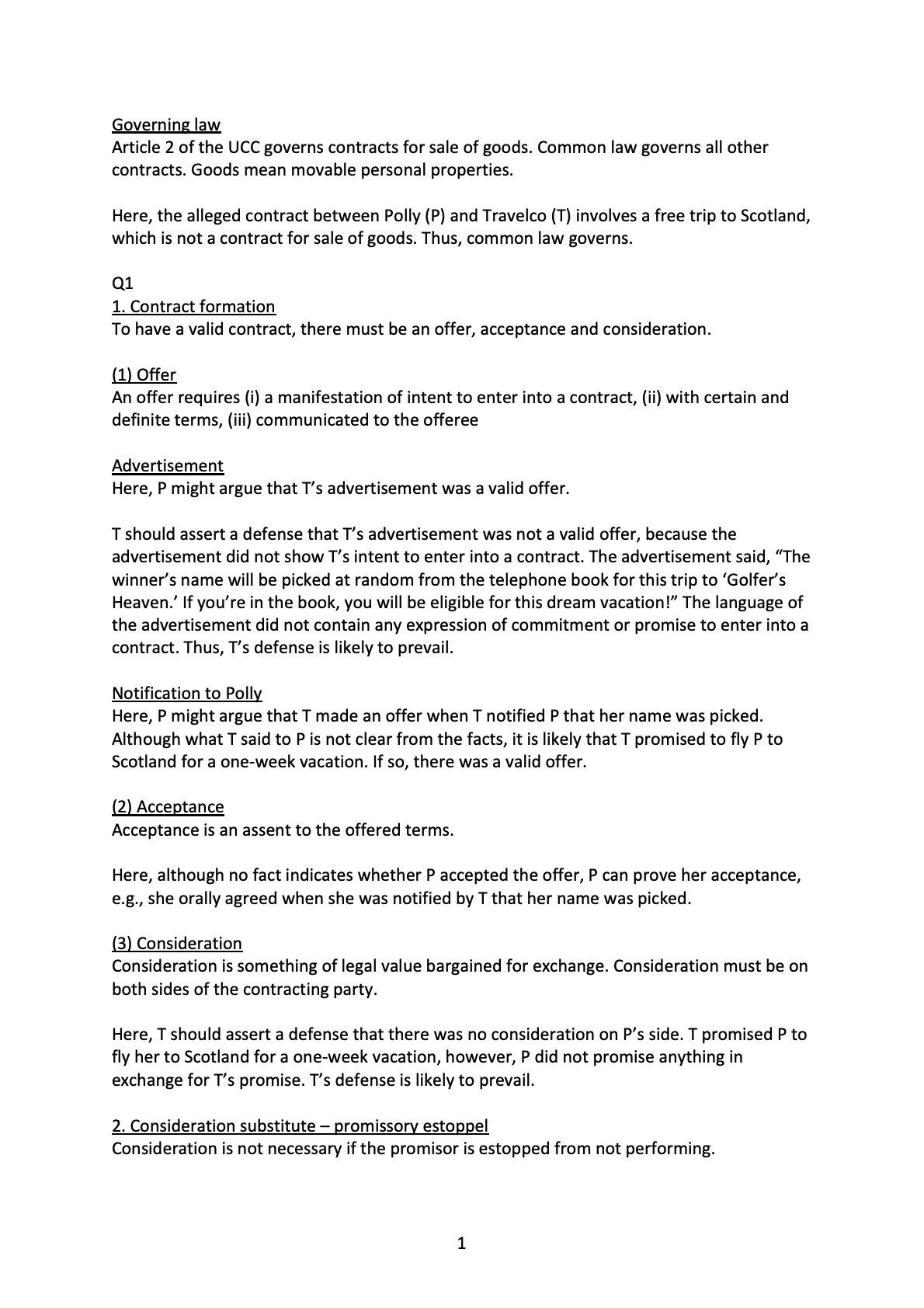 CA Bar Exam 練習答案 Contracts (July 2002)｜うに弁護士