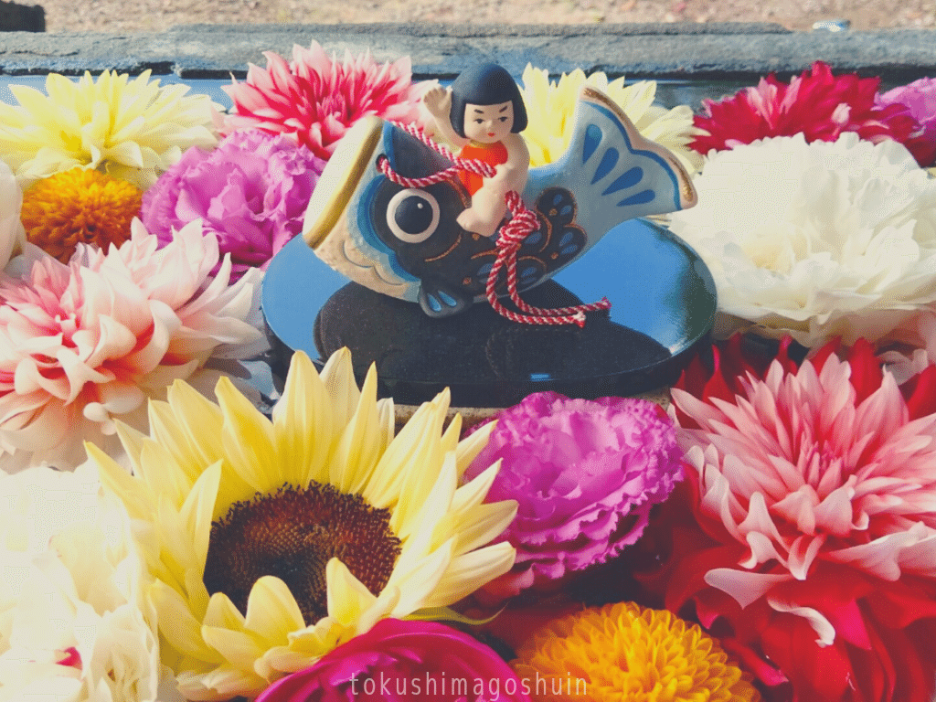 鳴門市の宇佐八幡神社の花手水 端午の節句バージョンを見に 早朝だったので貸し切りでした 徳島でも花手水 をする神社が増え 今は坂本八幡神社 勝浦町 快神社 徳島市南佐古 住吉神社 徳島市住吉 な Kanakana とくしま御朱印なび Note