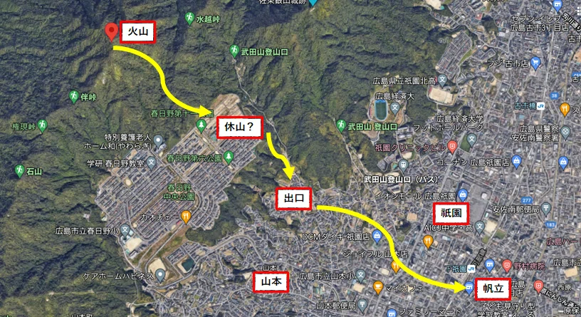 火山から帆立