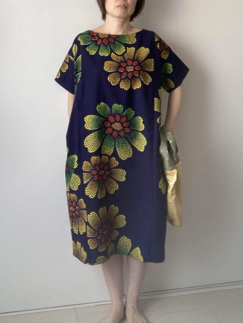 浴衣ワンピース ひまわり Herringbone Note