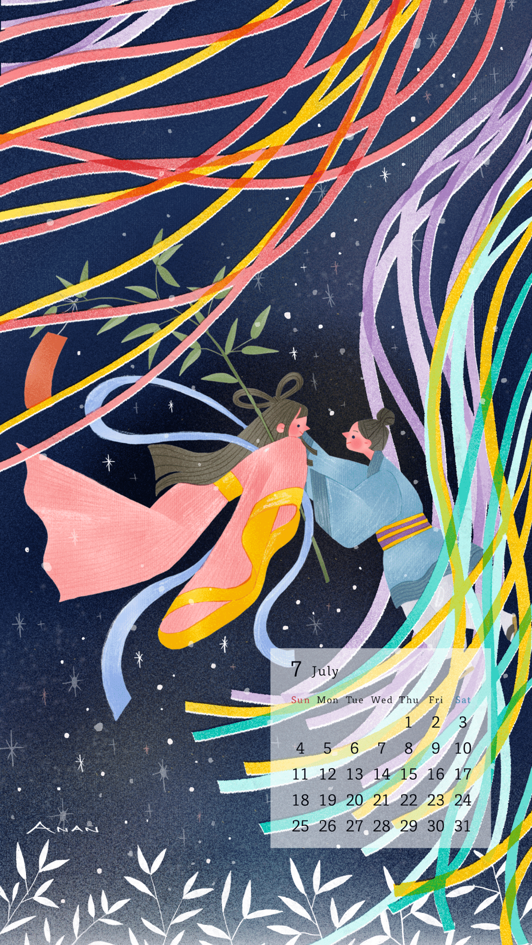 7月 七夕 織姫と彦星 あなんよーこ イラストレーター Note
