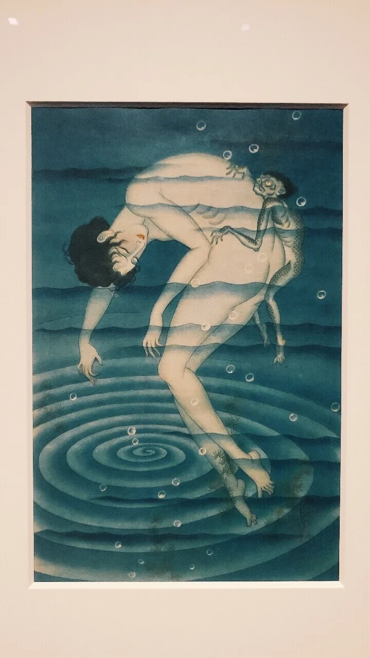 抽象的な油彩画 女性の姿浮遊 AI画像 de 抽象主義の油彩画（孤独と喧騒
