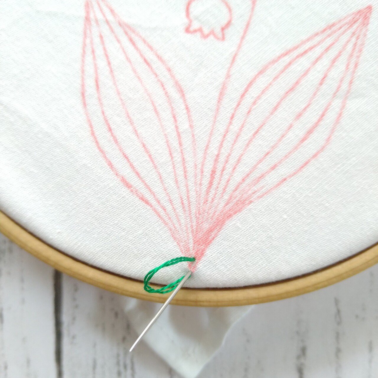 すずらんの花の刺繍ハンカチキットを作ろう* ステップ2 すずらんの花の刺繍ハンカチキットを作ろう* ステップ2