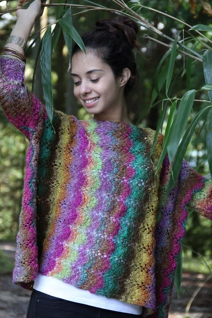 手編み ダマスク模様のプルオーバー シルク M~XL ハンドメイド 編み物 シルクガーデンライトの編み図をスターマインで編む 2｜㈱野呂英作