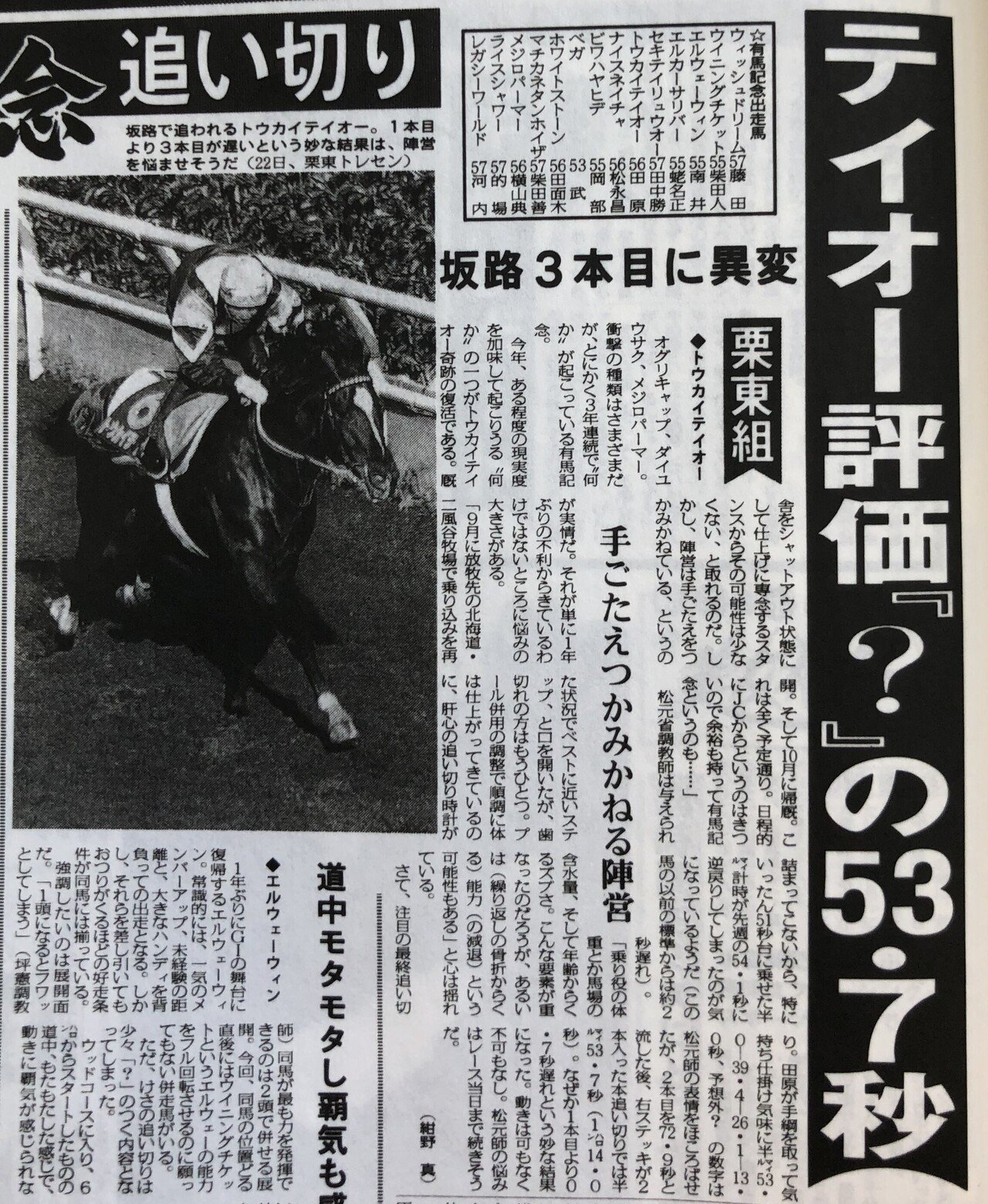 他場的中】単勝馬券 1993年 有馬記念 トウカイテイオー 奇跡の