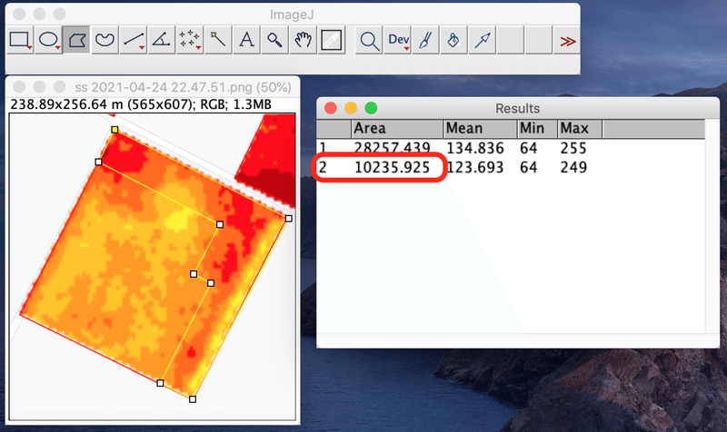 衛星画像上で選択した範囲の面積を計測する Imagej おおさき 農家のit プログラミングdiy Note