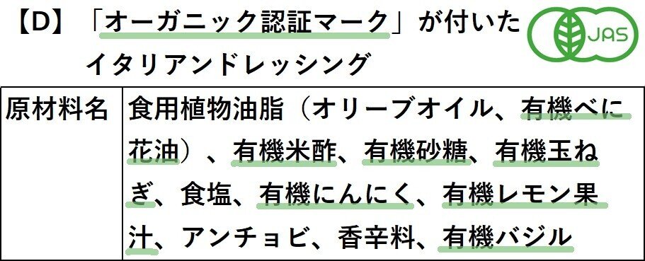 有機ドレッシングD一括表示210512