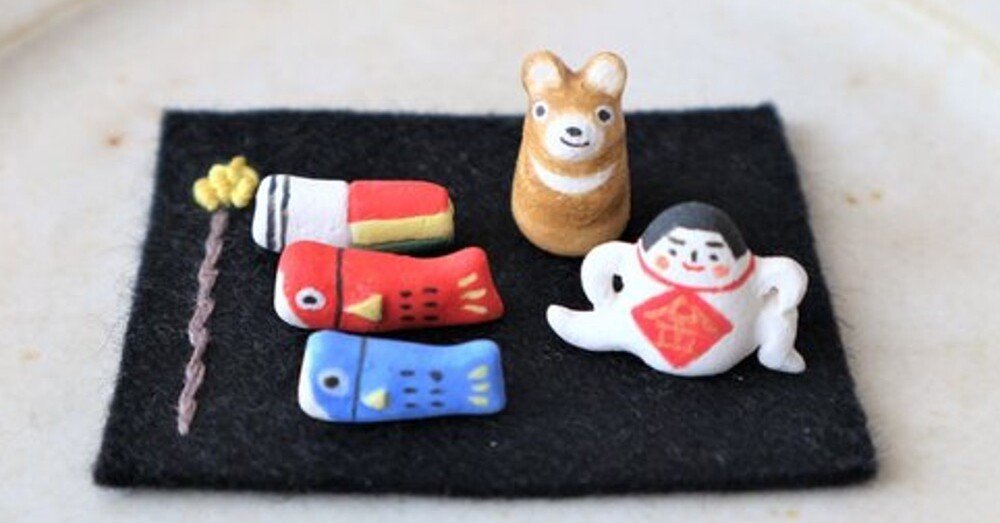 男の子のお誕生祝いにステンドグラス製端午の節句のモビール五月人形