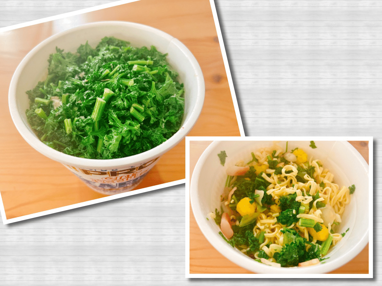 生パセリ 初めて買って一度使ったものの大量に余ってさてどうしよう 塩味カップ麺の具がオススメ と知って早速在宅ランチにシーフードヌードル パセリ ２本分刻んでモリモリのせて圧巻の見た目 混ぜると縮んで やまみー Note
