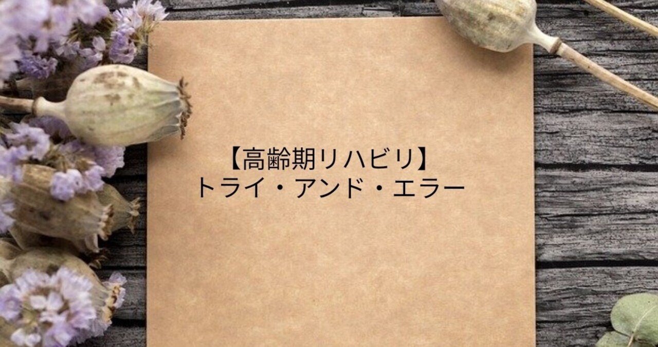高齢期リハビリ トライ アンド エラー 寺井達也 認知行動ケア研究会 作業療法士 Note 高齢期リハビリ トライ アンド エラー 寺井達也 認知行動ケア研究会 作業療法士 Note