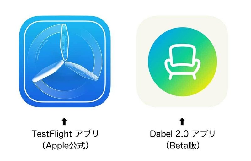 TestFlightとDabelのアイコン