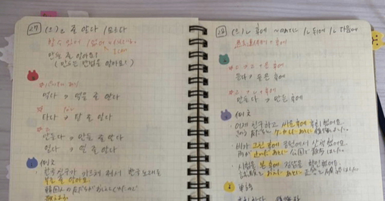 オリジナルの参考書☆もも流の韓国語ノート～｜自習ノート