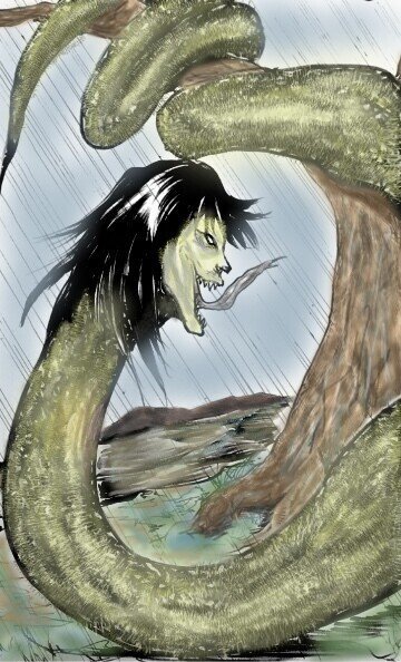 昔の妖怪44 濡れ女 ぬれおんな 猿もおだてりゃ木から落ちるが また登るさ Note