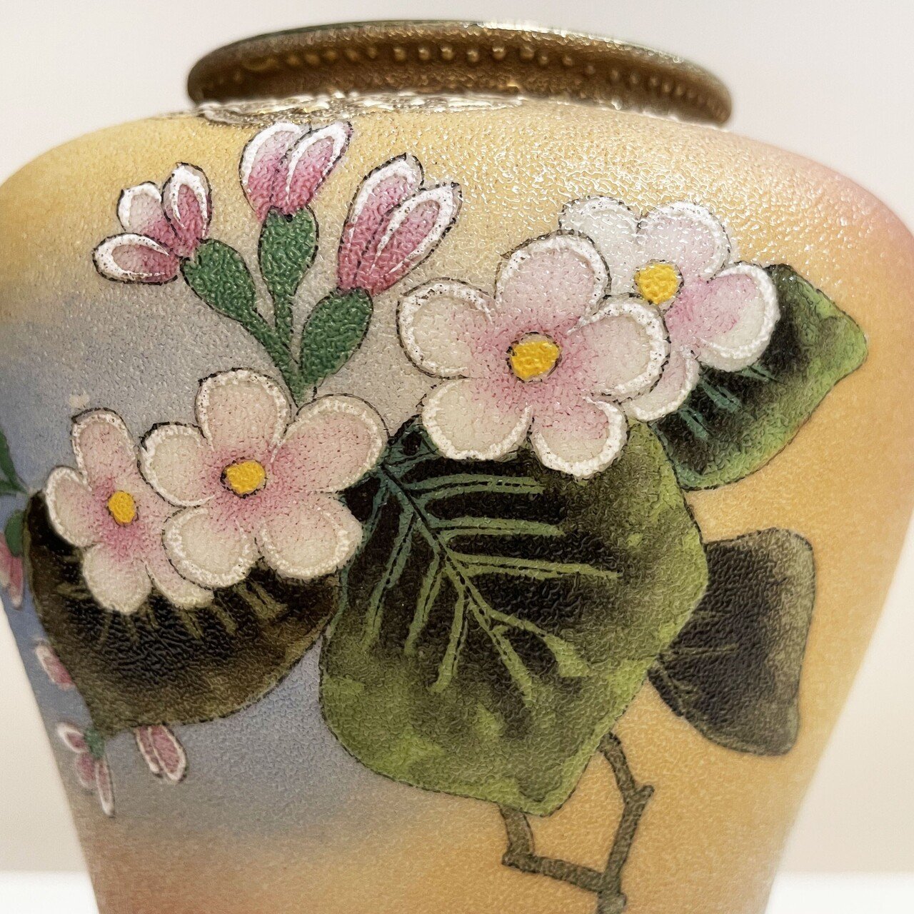 竹内忠兵衛 花鳥文 花瓶 明治 シャークスキン 特許 石目焼 ② 竹内忠兵衛 花鳥文 花瓶 明治 シャークスキン 特許 石目焼 ②