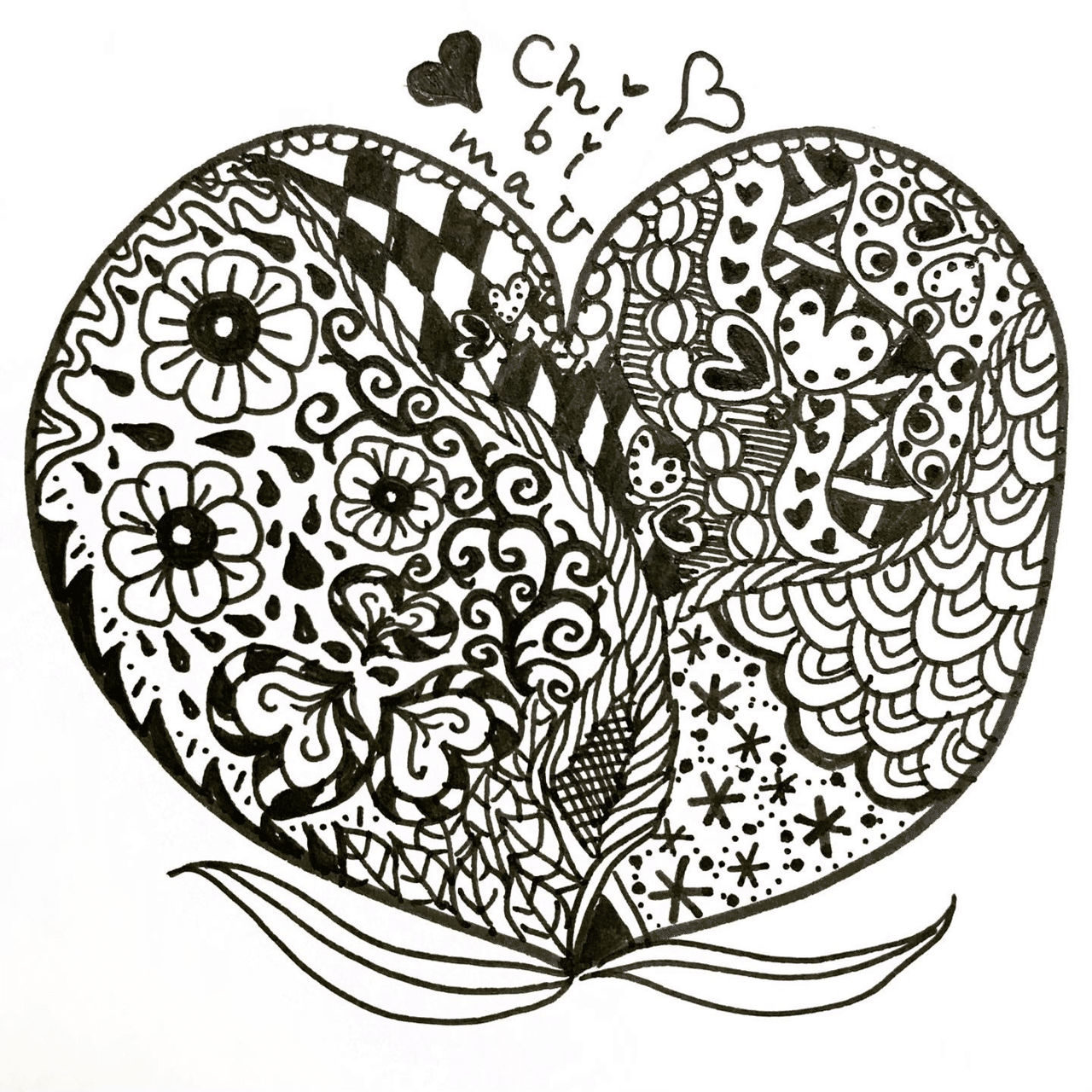 土曜絵画 Heart・Rainbow〜Zentangle〜｜ちびまゆ