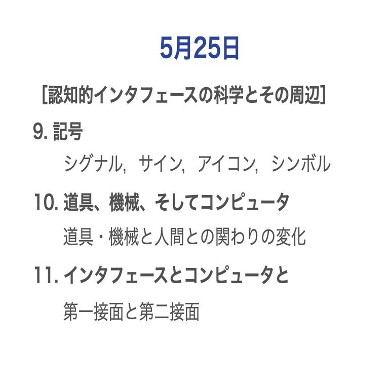 認知的インタフェースの科学とその周辺［2021.5.25改訂］｜【授業終了