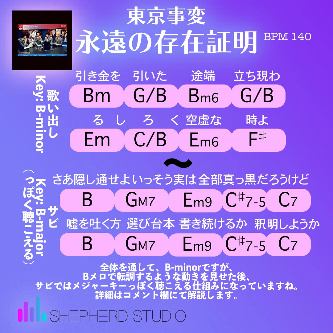 東京事変 永遠の不在証明 楽曲分析 はがしぇぱあど 作編曲家トロンボーン Note