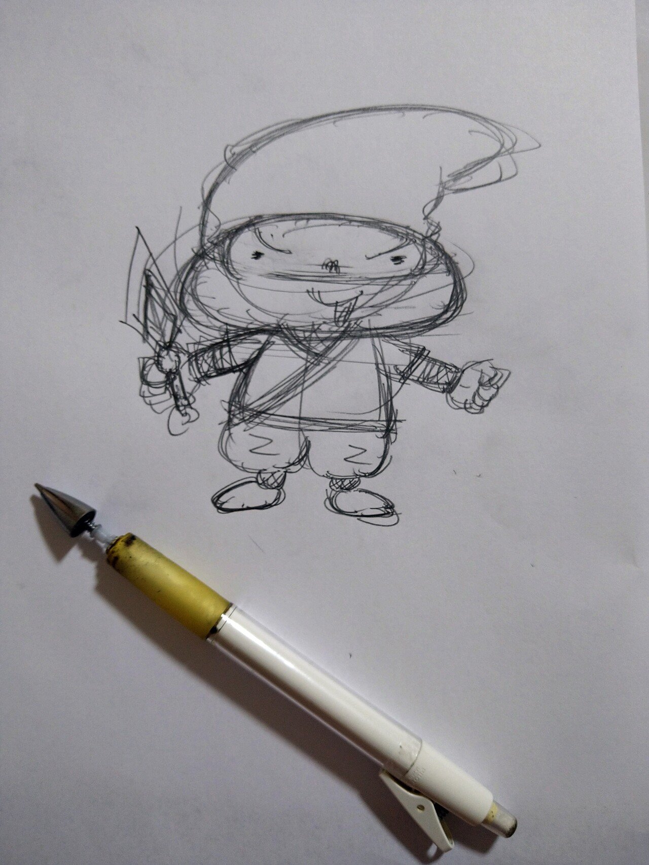 忍者のキャラクターデザイン中です 新しいsuzuriのグッズとなります 絵を描いてる途中で１０年以上使ってるシャーペン が壊れました 忍術で直らないかな オクダユージ Note
