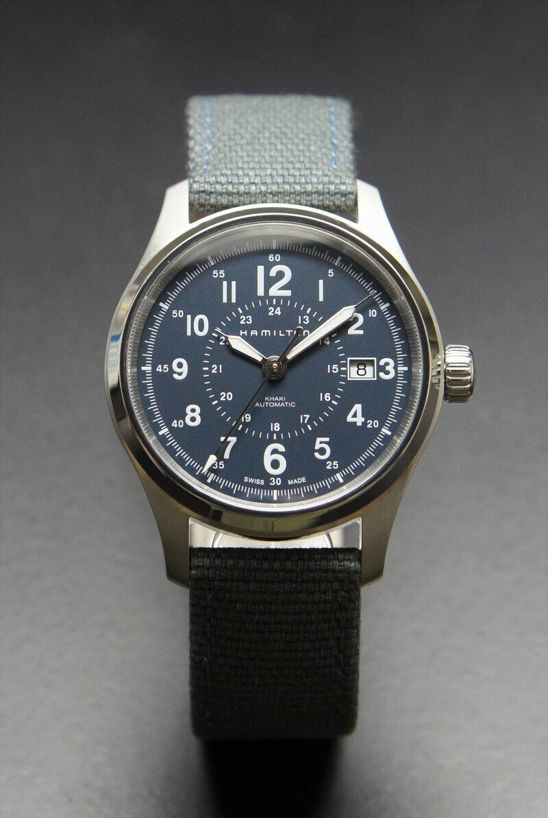 【きれい】ハミルトン 腕時計 カーキフィールドオート40ミリ　H70305943 カーキ フィールド Auto - ダイヤルカラー:ブルー - H70305943