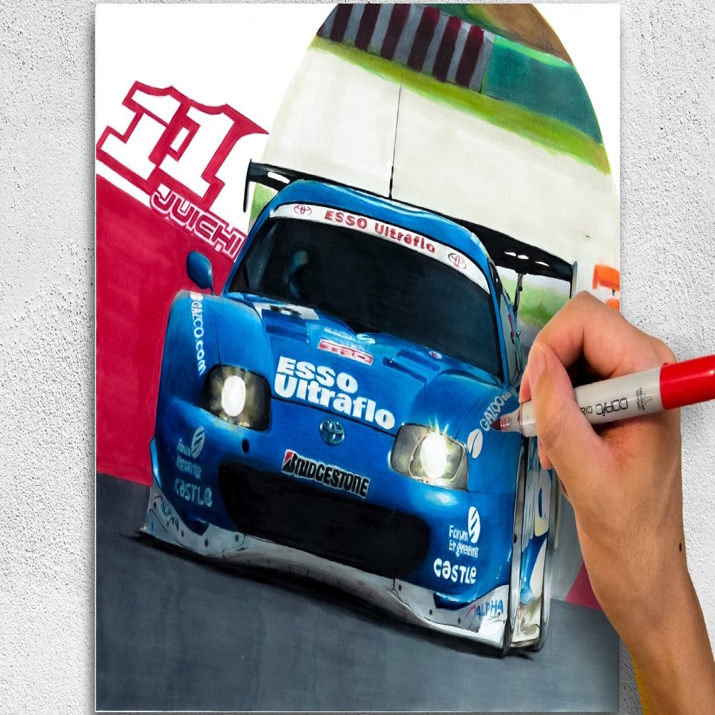 Jgtc 製作時間12時間 手描きカーイラストメイキング Esso Ultraflo Supra 編 わたる プロダクトデザイナー Note
