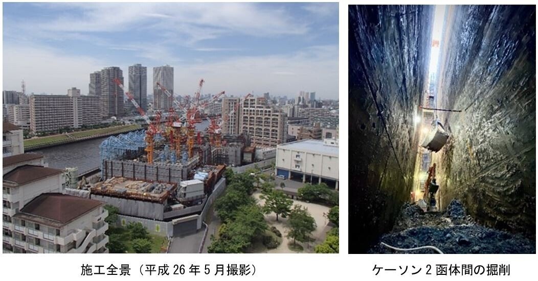 世界初!大型ケーソン2函同時沈設!・高揚程・大口径ポンプの 世界初!大型ケーソン2函同時沈設!・高揚程・大口径ポンプの